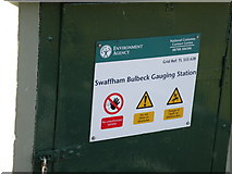 TL5562 : Sign on Swaffham Bulbeck Gauging Station by Keith Edkins
