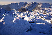 NY2406 : Summit rocks on Bowfell in Winter by Tom Richardson