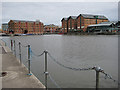 SO8218 : Steely grey Main Basin, Gloucester Docks by Pauline E