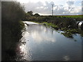 Flooded road at the north-western end of Llyn Coron