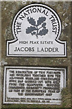 SK0886 : National Trust sign, Jacobs Ladder by michael ely