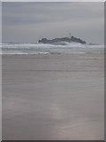SW5742 : Wet sand and big surf on Gwithian Beach by Rod Allday