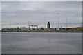 Across Alfred Dock to the Irish/ Manx ferry terminal