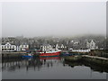 Macduff in mist from the harbour