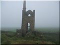 Higher Bal Mine looming out of the mist