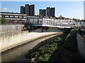 The River Ravensbourne north of Elverson Road DLR station