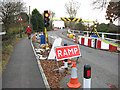 Temporary lights on Colwall Green Railway Bridge