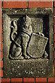 Coat of arms on a gate post, Pershore