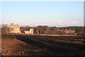 Spynie Palace and Loch from Spynie Kirkyard