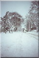 SP3078 : Broad Lane in snow, 1990 by E Gammie