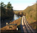 SX7763 : Railway line, Riverford Bridge by Derek Harper