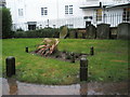 A wet and windy churchyard at St Mary