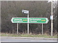 SP8273 : Road sign on the A43 at the Kettering Road Junction by James Haynes
