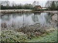 Frozen pond by the Vale of the White Horse Inn