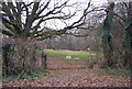 Gate at the beginning of a footpath off a Sussex byway