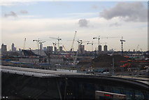 TQ3884 : 2012 Olympic Park viewed over Stratford Station from the roof of The Stratford Centre (2) by N Chadwick
