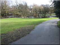 SJ9598 : Pond at Stamford Park near Stalybridge by Chris Wimbush