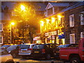 Pencei Cafe/bar, by Porthmadog harbour, at night.