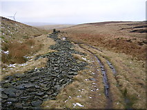 SD8318 : Remains of drystone wall by the Rossendale Way by John H Darch