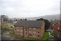 The view across Guildford, in the rain, from Rookwood Court