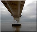 ST5590 : Underneath the original Severn Bridge on a misty morning by Steve  Fareham