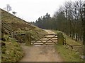 SK1794 : Gate on cycle trail around the Howden and Derwent reservoirs by Steve  Fareham