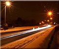 The A635 trunk road with snow at night #2