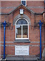 Wesleyan chapel dedication stone and window