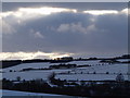 Snow landscape at sundown