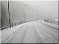 Road to Crumlin in a blizzard