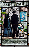 TQ3383 : Everyday details in stained glass window (Haggerston) by Zorba the Geek