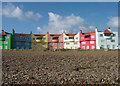 Colourful curved terrace at Thorpeness