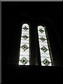 Diamond pattern on a stained glass window at Winchester Cathedral