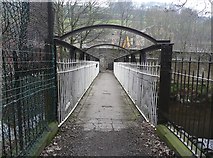 SE0324 : Footbridge over the River Calder at Fairlea Mill, Luddenden Foot by Humphrey Bolton