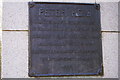 Plaque on Peter Reid statue in Reid Park, Forfar