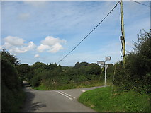 SH4878 : Junction with a minor road leading to Llanbedrgoch by Eric Jones