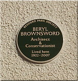 TQ2079 : Plaque commemorating Beryl Brownsword, Bedford Park conservationist by David Hawgood