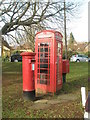 Postbox and phonebox on The Green at Sheet