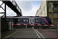 A northbound Train at the Level Crossing in Wellgate, Arbroath