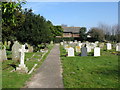 Footpath through Worth church graveyard