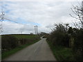 Lane from the B5111 approaching Bryn Dyfrydog crossroads