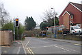 Traffic lights, southern end of Lodge Oak Lane bridge