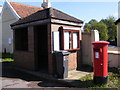 TM1245 : Sproughton Bus Shelter & Post Office 9 Lower Street Postbox by Geographer