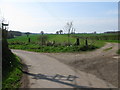 Junction of footpath and Church Lane, Stelling Minnis