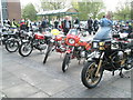 Nostalgia inducing motorbikes awaiting the start of the 2009 Havant Mayor