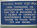 Plaque commemorating Thomas Paine