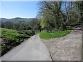 Lane and track junction below Maeshafn