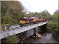 Train crossing Pontamman railway bridge