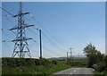 Pylons south of the village of Rhosgoch