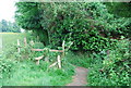 Stile at a footpath junction